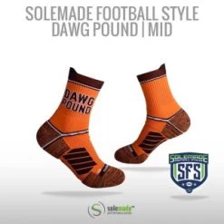 Football Style Socks, "Dawg Pound" , Mid Cut