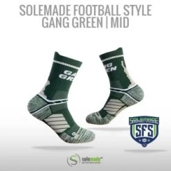 Football Style Socks, "Gang Green" , Mid Cut